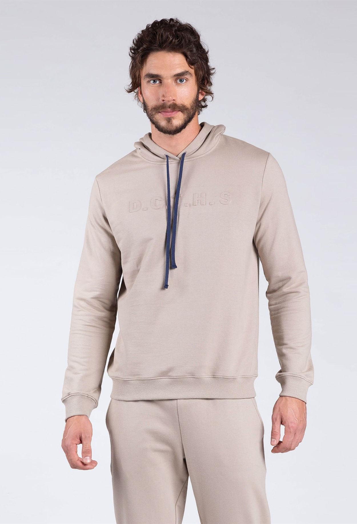 Blusao Docthos Slim C/ Capuz Moletom Color E Embossing Docthos